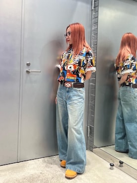 「ワイドパンツ 」｜「アイテム（パンツ）」を使った、RINAさん（レディース・152cm）の夏コーディネート
