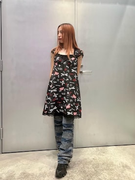 「レイヤード」｜「アイテム（キャミソール）」を使った、RINAさん（レディース・152cm）の夏コーディネート