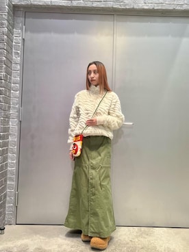 「HYSTERIC GLAMOUR（ヒステリックグラマー）のミリタリーロングスカート（スカート）」を使った、RINAさん（レディース・152cm）の秋コーディネート