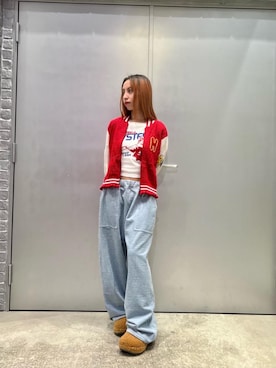「アイテム（その他アウター、レッド系）」を使った、RINAさん（レディース・152cm）の秋コーディネート