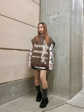 「HYSTERIC GLAMOUR（ヒステリックグラマー）のアイテム（ベスト）」を使った、RINAさん（レディース・152cm）の秋コーディネート