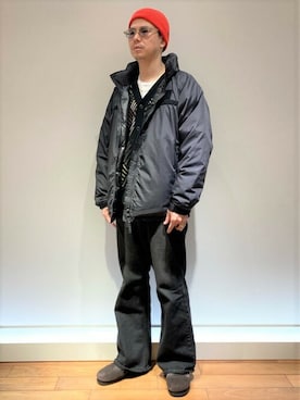 「gloster」｜「アイテム（ダウンジャケット/コート）」を使った、GLOSTER stylingさん（メンズ・171cm）の冬コーディネート