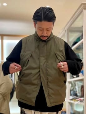 「FREDY&GLOSTER」｜「アイテム（ダウンベスト）」を使った、GLOSTER stylingさん（メンズ・172cm）の冬コーディネート