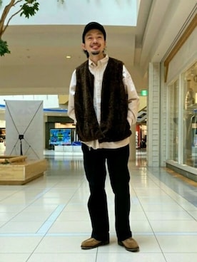 「GLOSTER（グロスター）のアイテム（ハンチング/ベレー帽）」を使った、GLOSTER stylingさん（メンズ・176cm）の冬コーディネート