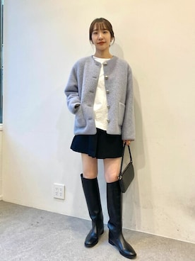 「オンオフ兼用」｜「アイテム（ノーカラージャケット）」を使った、wg_togashiさん（レディース・157cm）の秋コーディネート