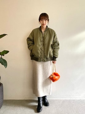 「Whim Gazette（ウィムガゼット）のアイテム（MA-1）」を使った、wg_togashiさん（レディース・157cm）の秋コーディネート