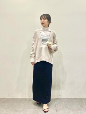 「Vネック」｜wg_togashiさん（レディース・157cm）の冬コーディネート