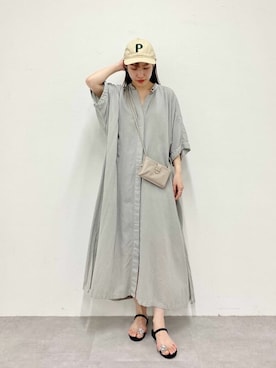 「2wayワンピース」｜「アイテム（シャツワンピース）」を使った、wg_togashiさん（レディース・157cm）の春コーディネート