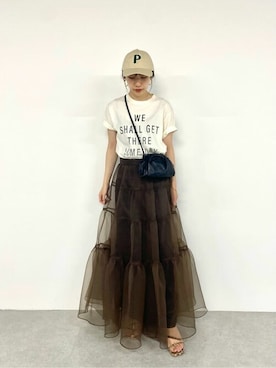 「Whim Gazette（ウィムガゼット）のアイテム（帽子）」を使った、wg_togashiさん（レディース・157cm）の夏コーディネート