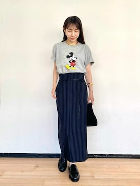 「ミッキー」｜「アイテム（ローファー）」を使った、wg_togashiさん（レディース・157cm）の夏コーディネート