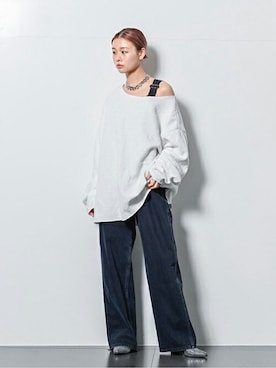 「Lee（リー）のアイテム（オールインワン・サロペット）」を使った、KAMEYAMAさん（レディース・168cm）の冬コーディネート