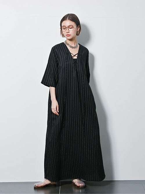 新品未使用★髙島屋購入ワンピース★エキップモン★大人ワンピース LACE UP LINEN DRESS：ワンピース（ワンピース）｜CITYSHOP