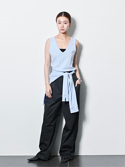 ONIT COTTON RIB V-NECK TANK TOP 25SSON186：タンクトップ