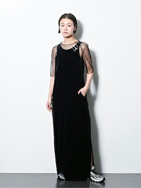 「アイテム（バレッタ/ヘアクリップ）」を使った、KAMEYAMAさん（レディース・168cm）の夏コーディネート