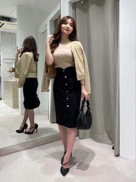 「ROYAL PARTY（ロイヤルパーティー）のアイテム（ノーカラージャケット）」を使った、ROYALPARTYさん（レディース・157cm）の春コーディネート