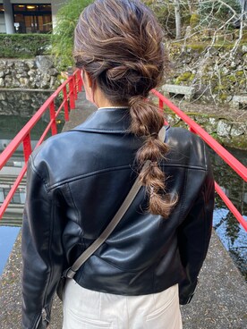 「H&M（エイチ・アンド・エム）のアイテム（ライダースジャケット）」を使った、rrrrrhさん（レディース・150cm）の秋コーディネート