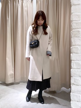 「FREE'S MART（フリーズマート）のアイテム（ノーカラーコート）」を使った、freesnatsukiさん（レディース・167cm）の冬コーディネート