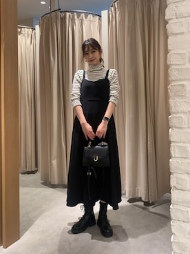 「FREE'S MART（フリーズマート）のアイテム（ジャンパースカート）」を使った、freesnatsukiさん（レディース・167cm）の秋コーディネート