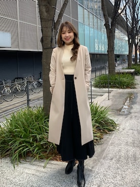 「FREE'S MART（フリーズマート）のアイテム（ノーカラーコート）」を使った、freesnatsukiさん（レディース・167cm）の冬コーディネート