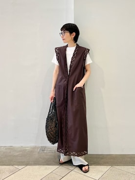 「フェミニン」｜「アイテム（その他アウター）」を使った、上中（kaminaka）さん（レディース・158cm）の夏コーディネート