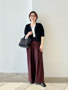 「BEAUTY&YOUTH UNITED ARROWS(ビューティーアンドユースユナイテッドアローズ)のヘンケイライン グルカサンダル(サンダル、ブラック系)」を使った、上中(kaminaka)さん(レディース・158cm)の春コーディネート