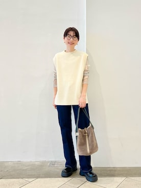「MOHI（モヒ）のアイテム（ブーツ）」を使った、上中（kaminaka）さん（レディース・158cm）の秋コーディネート