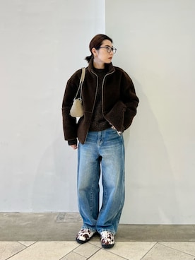 「アイテム（サンダル）」を使った、上中（kaminaka）さん（レディース・158cm）の冬コーディネート