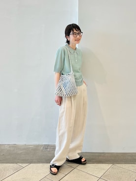 「BEAUTY&YOUTH UNITED ARROWS（ビューティーアンドユースユナイテッドアローズ）のコットンブレンド ベア タンクトップ（Tシャツ/カットソー）」を使った、上中（kaminaka）さん（レディース・158cm）の夏コーディネート