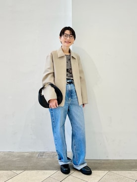「ブルべ夏」｜「アイテム（ブルゾン）」を使った、上中（kaminaka）さん（レディース・158cm）の冬コーディネート