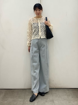 「RODE SKO(ロデスコ)の『MADE IN JAPAN』スクエアトゥプチメタルローファー(ローファー、ブラック系)」を使った、naoさん(レディース・158cm)の春コーディネート