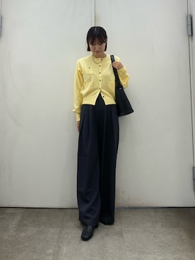 「SENSE OF PLACE by URBAN RESEARCH(センスオブプレイスバイアーバンリサーチ)のピンストライプルーズパンツ(スラックス、グレー系)」を使った、naoさん(レディース・158cm)の秋コーディネート