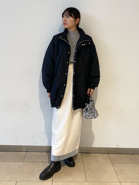 「アーバンリサーチ」｜「アイテム（ダウンジャケット/コート）」を使った、naoさん（レディース・158cm）の冬コーディネート