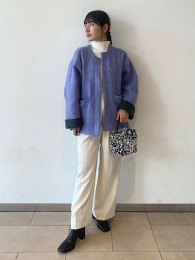 「アイテム（ノーカラーコート）」を使った、naoさん（レディース・158cm）の秋コーディネート