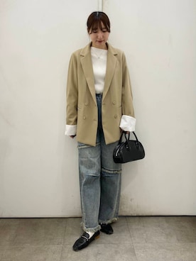 「SENSE OF PLACE by URBAN RESEARCH（センスオブプレイスバイアーバンリサーチ）のアイテム（テーラードジャケット）」を使った、naoさん（レディース・158cm）の冬コーディネート