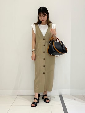 「RODE SKO」｜「アイテム（ジャンパースカート）」を使った、naoさん（レディース・158cm）の夏コーディネート