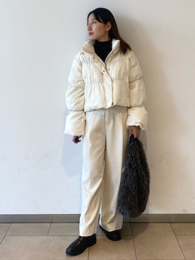 「アーバンリサーチ」｜「アイテム（ダウンジャケット/コート）」を使った、naoさん（レディース・158cm）の冬コーディネート