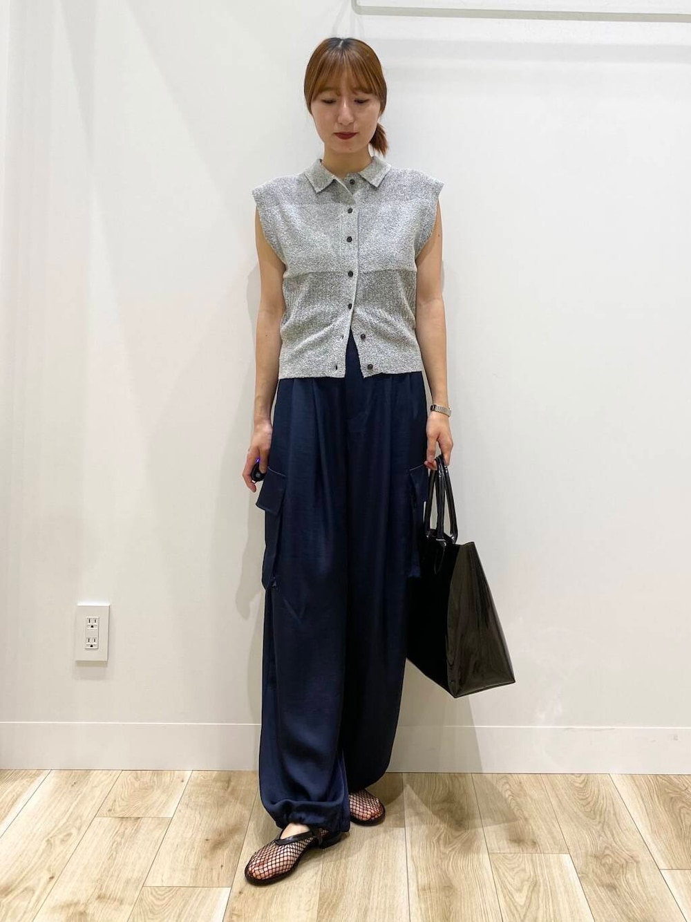 「KBFのクリアトートBAG（トートバッグ、ブラック系）」を使った、naoさん（レディース・158cm）の夏コーディネートの1枚目の写真