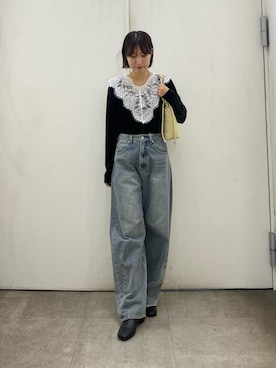 「SENSE OF PLACE by URBAN RESEARCH(センスオブプレイスバイアーバンリサーチ)のカーブデニム(デニムパンツ、ブルー系)」を使った、naoさん(レディース・158cm)の秋コーディネート