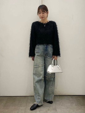 「カーブデニム」｜naoさん（レディース・158cm）の冬コーディネート