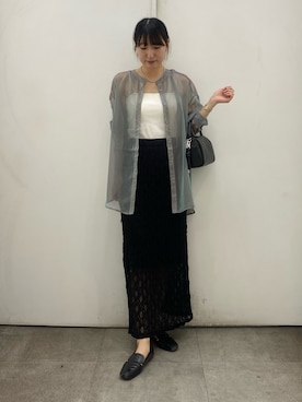 「SENSE OF PLACE by URBAN RESEARCH(センスオブプレイスバイアーバンリサーチ)のレースナロースカート(スカート、ブラック系)」を使った、naoさん(レディース・158cm)の春コーディネート