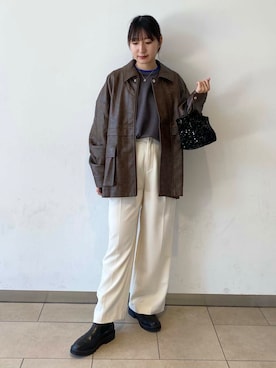 「アイテム（カバーオール）」を使った、naoさん（レディース・158cm）の秋コーディネート
