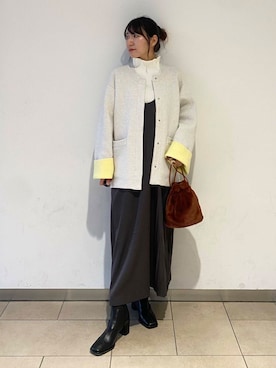 「リブハイ」｜naoさん（レディース・158cm）の冬コーディネート