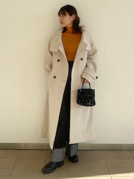 「アーバンリサーチ」｜「アイテム（ステンカラーコート）」を使った、naoさん（レディース・158cm）の秋コーディネート