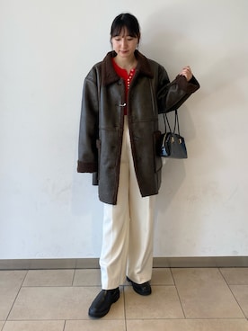 「リバーシブル」｜「アイテム（スラックス）」を使った、naoさん（レディース・158cm）の秋コーディネート