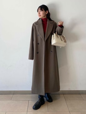 「アイテム（チェスターコート）」を使った、naoさん（レディース・158cm）の冬コーディネート