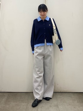 「SENSE OF PLACE by URBAN RESEARCH(センスオブプレイスバイアーバンリサーチ)のポンチスラックスパンツ(その他パンツ、グレー系)」を使った、naoさん(レディース・158cm)の春コーディネート