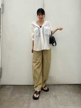 「SENSE OF PLACE by URBAN RESEARCH(センスオブプレイスバイアーバンリサーチ)のダブルストラップカップツキキャミソール(Camisole、ブラック系)」を使った、naoさん(レディース・158cm)の夏コーディネート