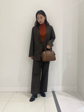 「SENSE OF PLACE by URBAN RESEARCH（センスオブプレイスバイアーバンリサーチ）のアイテム（ノーカラージャケット）」を使った、naoさん（レディース・158cm）の秋コーディネート