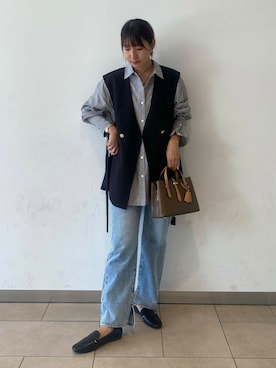 「レイヤード」｜「アイテム（その他アウター）」を使った、naoさん（レディース・158cm）の夏コーディネート