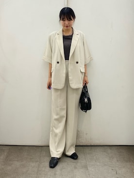 「RODE SKO(ロデスコ)の『MADE IN JAPAN』スクエアトゥプチメタルローファー(ローファー、ブラック系)」を使った、naoさん(レディース・158cm)の春コーディネート